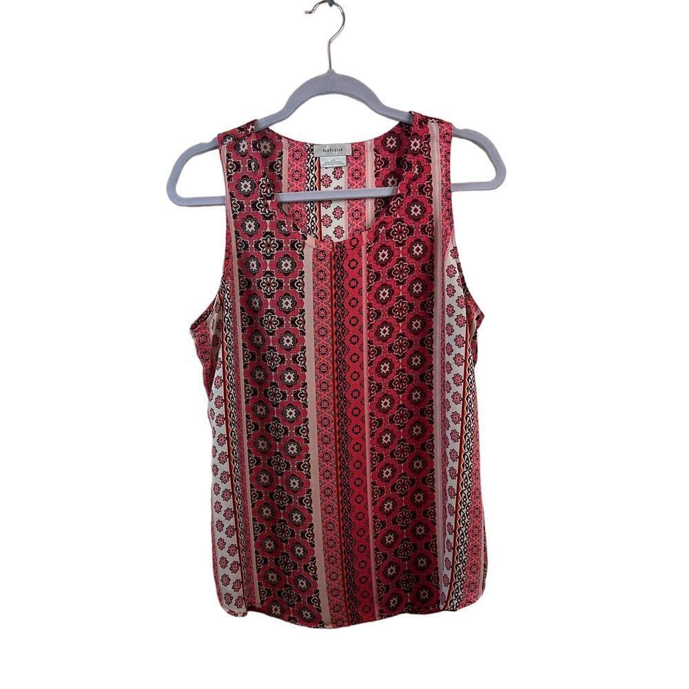VanHusen Pink Floral Tank Top Size Large